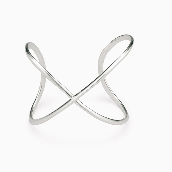 Sculpted X Cuff-Silver - Picture 1 of 2